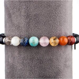 EMF Protective Shungite Stone Bracelet with Chakra Balancing Gems