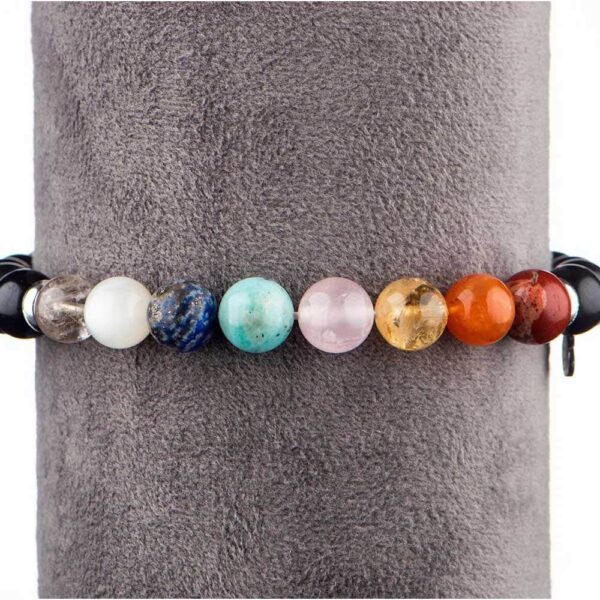 EMF Protective Shungite Stone Bracelet with Chakra Balancing Gems