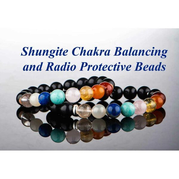 EMF Protective Shungite Stone Bracelet with Chakra Balancing Gems - Image 3